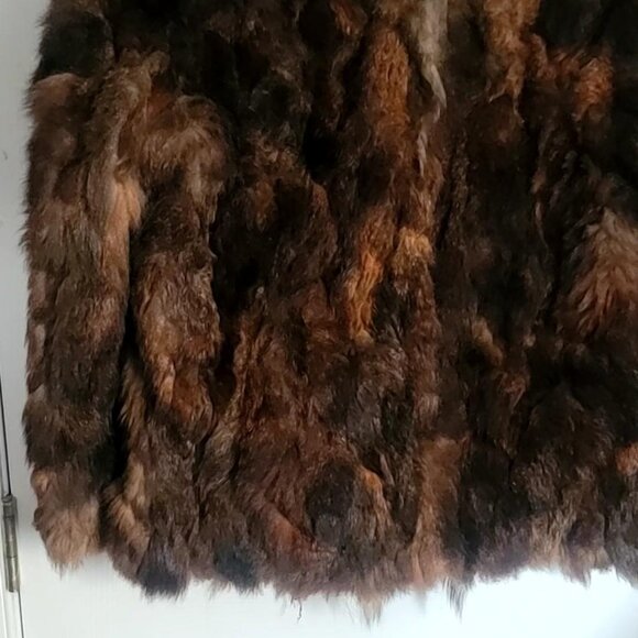 Vintage Real Fox / Coyote Fur Coat Jacket Brown Medium Women Mobwife Glam Disco - Picture 7 of 14